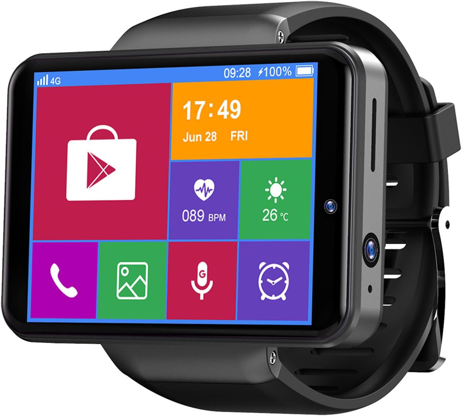 4G Men's Smart Watch, 2.41 Inch Touch Screen, Stainless Steel Body and Face Unlock, Dual Camera Bluetooth GPS IP67 Waterproof Smart Watch,A