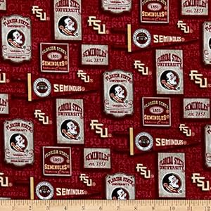 NCAA Florida State Seminoles Vintage Pennant Cotton Multi Quilting Fabric by the Yard