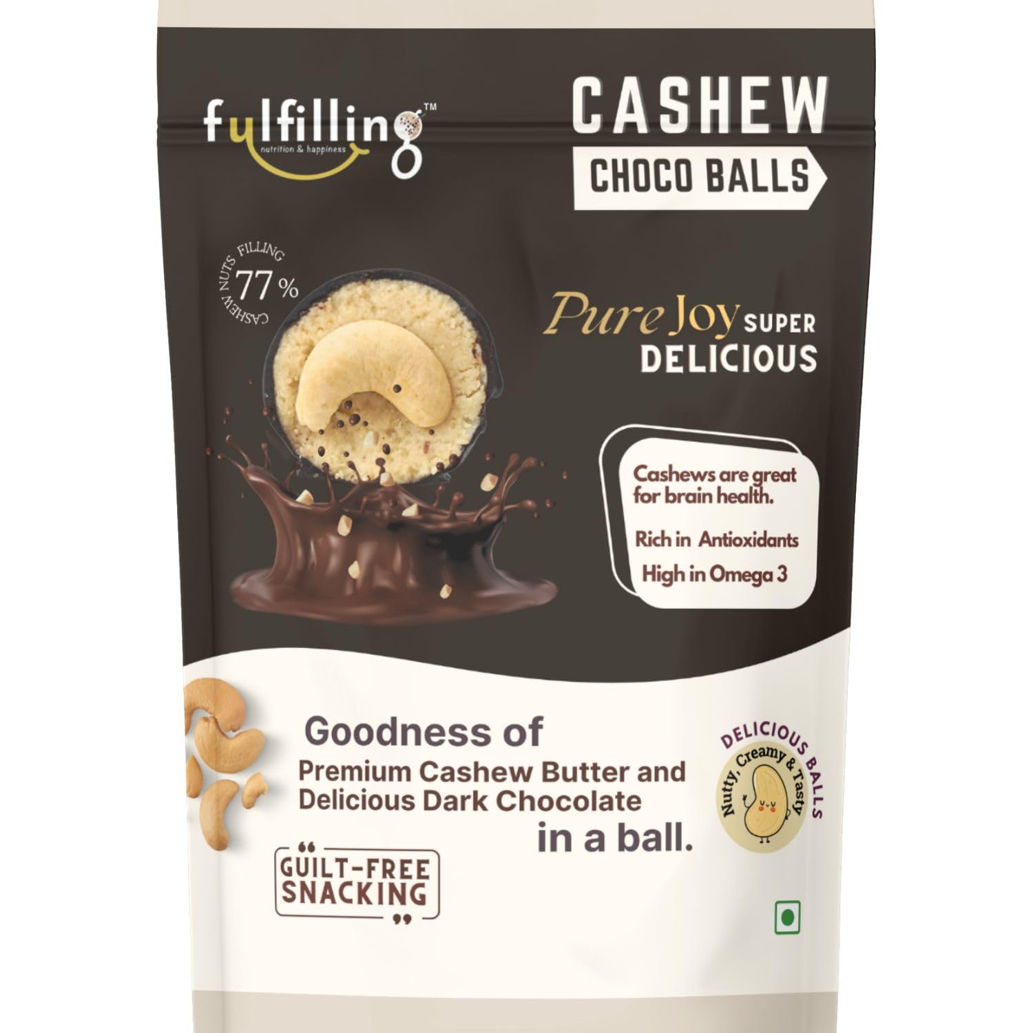 Fulfilling Cashew nut Chocolate Balls | Delicious Cashew Butter (77%) + Premium Dark Chocolate (23%), Healthy snacks for kids & adults | Dry fruits Chocolate gifts, 144 grams (B0CWXZGJP8) Amazon Price History, Amazon Price Tracker