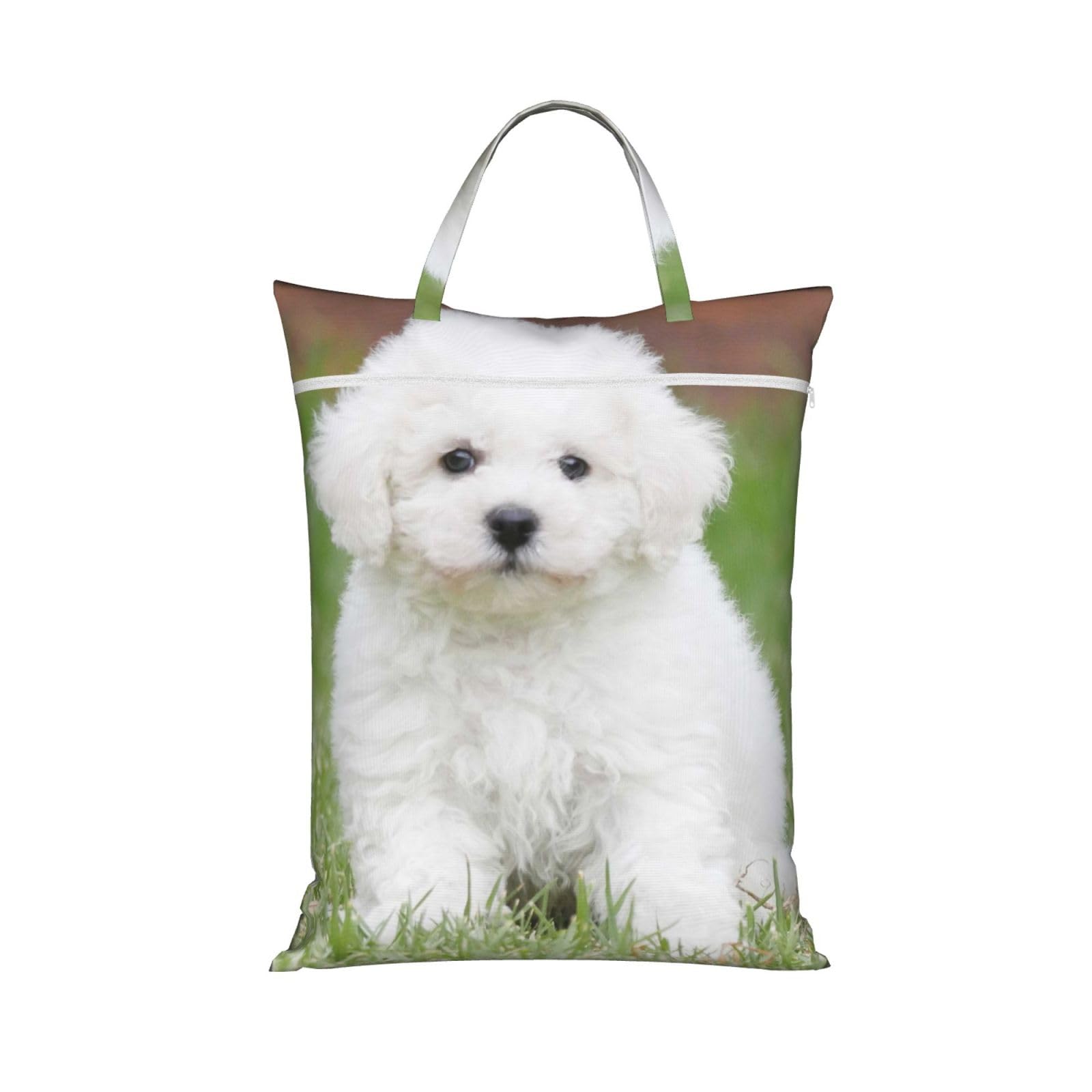 YFSGDLBN Bichon Frise Dog printed Travel dirty laundry bag clothes pack Storage Basket Bag