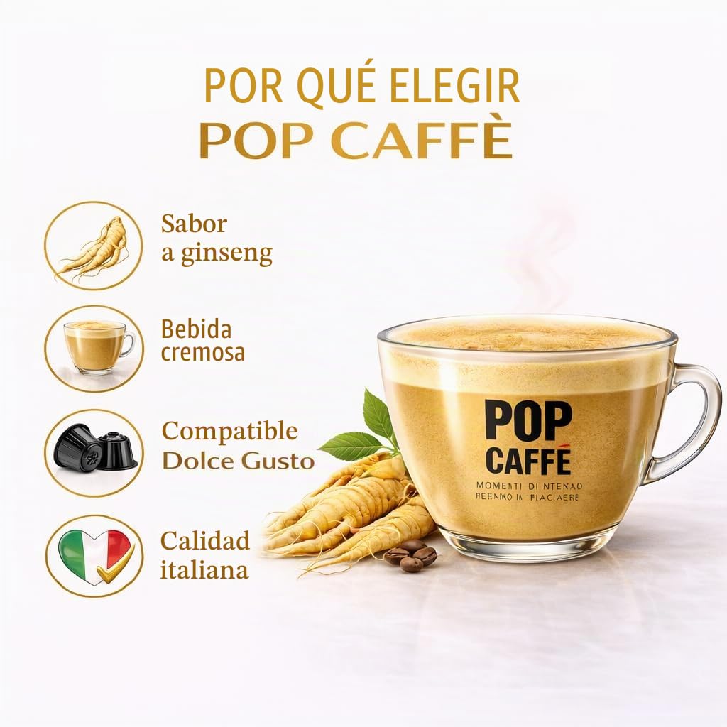 POP CAFFE' Nescafé Dolce Gusto compatible con 160 cápsulas Ginseng