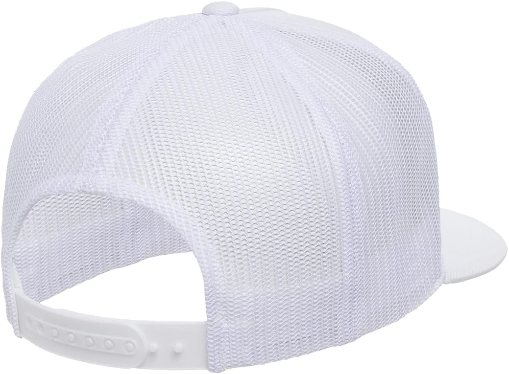 Flexfit Adjustable Snapback Classic Trucker Hat Flat Cap XL-XXL Structured Crown Fit (White)