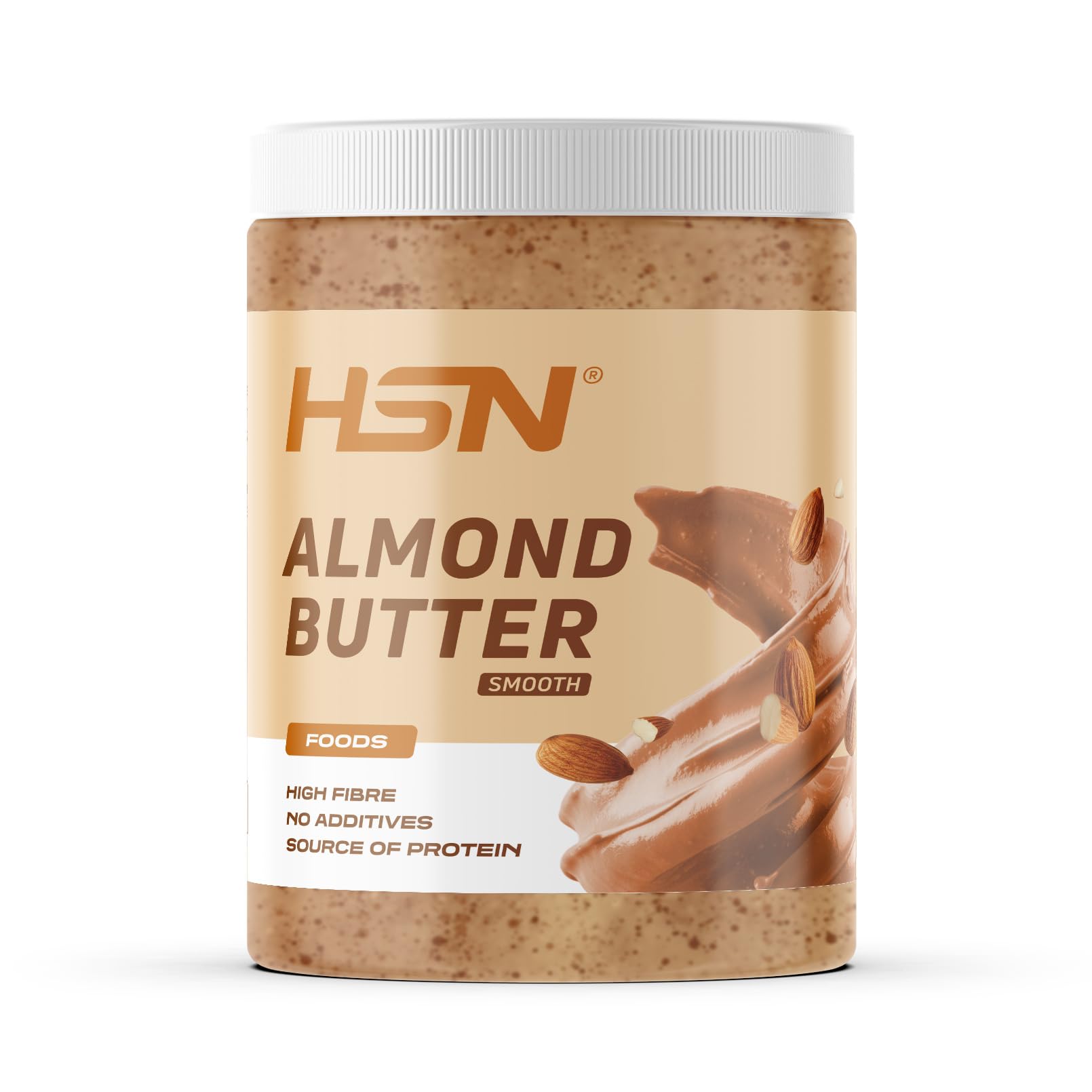 HSN Crema de Almendra 100% Natural | 1 Kg de Mantequilla de Almendras Tostadas - Textura Suave y Cremosa | Sin Aceite de Palma, Sal ni Azúcares Añadidos | Vegano, No-GMO