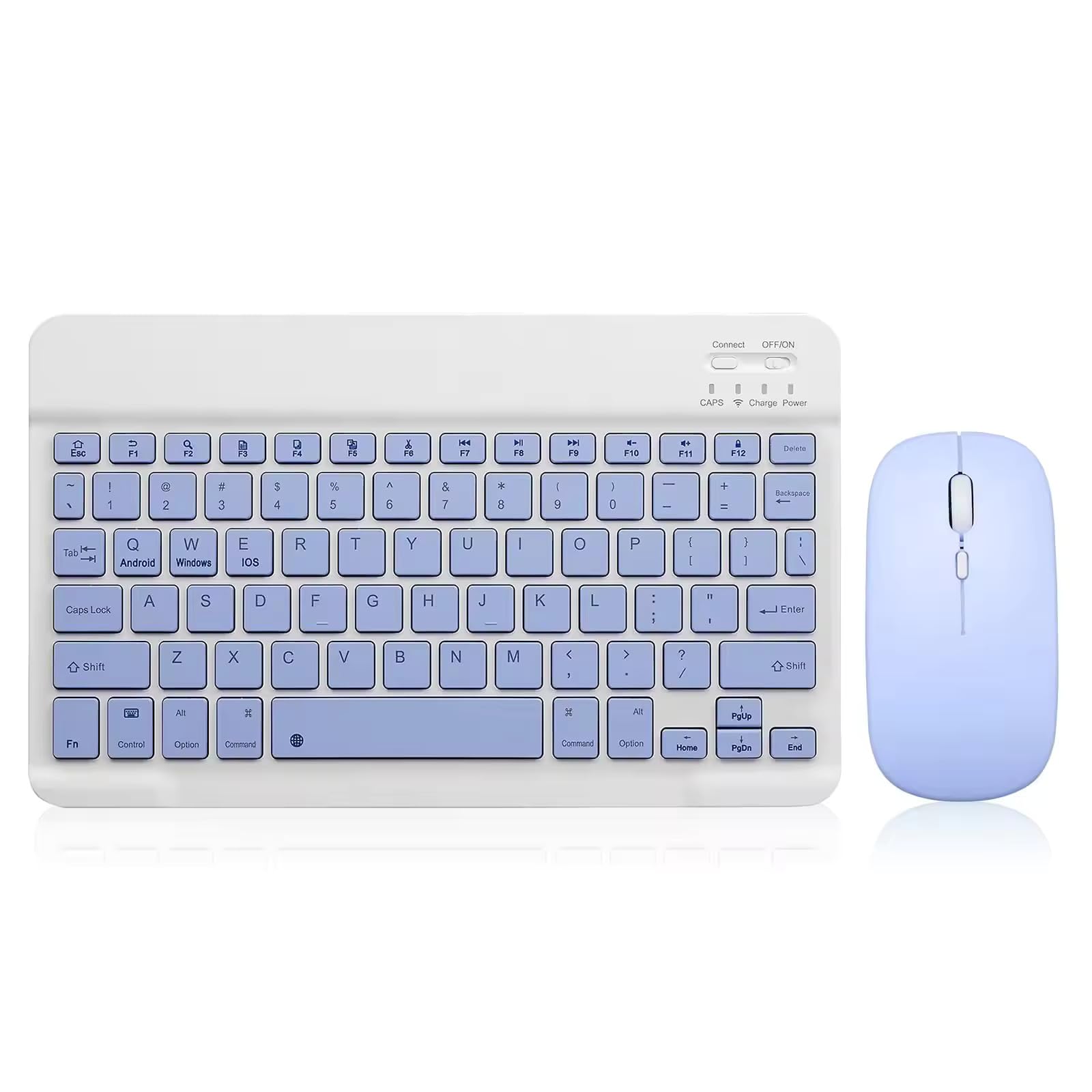 Wireless Bluetooth Keyboard and Mouse Kit, 10-Inch Portable Ultra-Thin Rechargeable Combo for Tablet, Smartphone, Windows, iOS and Android Devices (Purple)-image-47