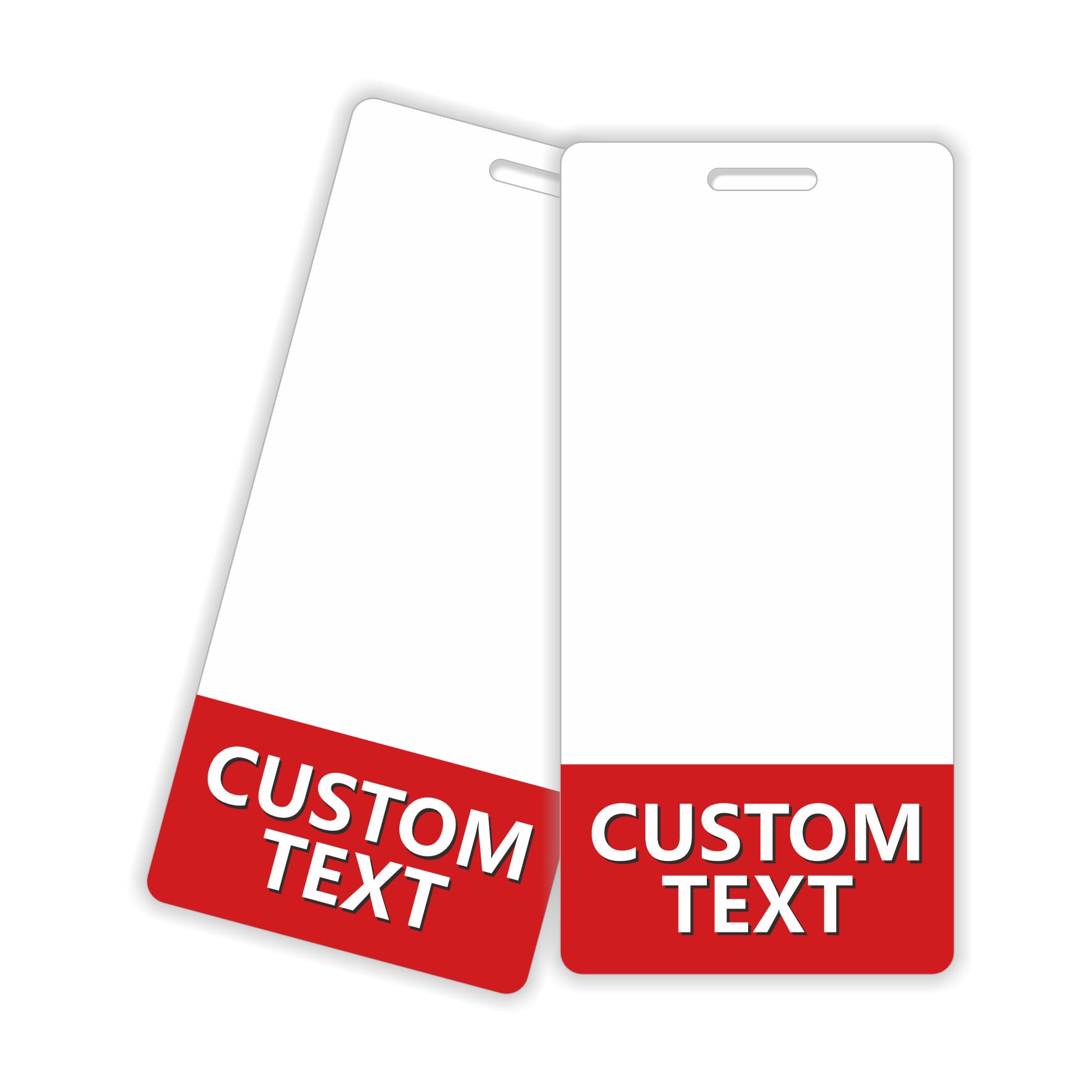 Custom Printed Badge Buddy - in Fiery Red- Vertical (2 Pack) - Print On Both Sides - Durable and Water Resistant Ideal for Teachers, Nurses, Doctors,