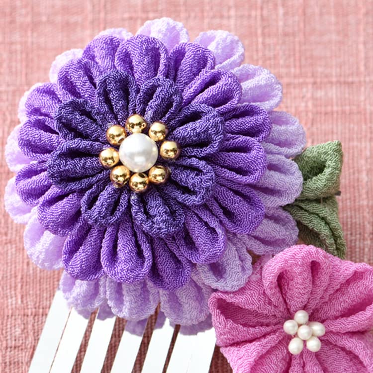 Amazon | つまみ細工 お花のブローチ かれん （紫） 手作りキット