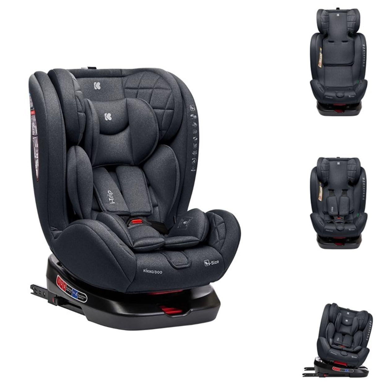 Kikkaboo Kindersitz i-Trip i-Size (40-150 cm) Gruppe 0+/1/2/3 verstellbar Isofix grau