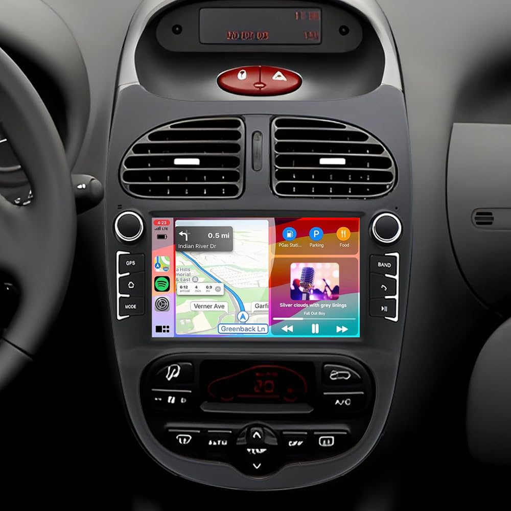 2+64G Android 14 Radio samochodowe 2 DIN do Peugeot 206 206CC 206SW 2000-2008, 7 cali Radio with Navi Bluetooth Autoradio with Wireless Carplay GPS Navi Kamera cofania Mirror Link GPS WiFi FM RDS
