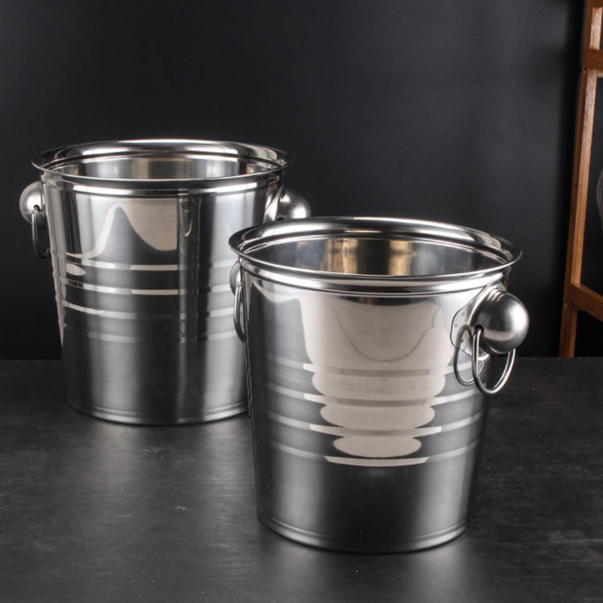Yardwe Cubo de Hielo para Bebidas de Acero Inoxidable Asa, Plata