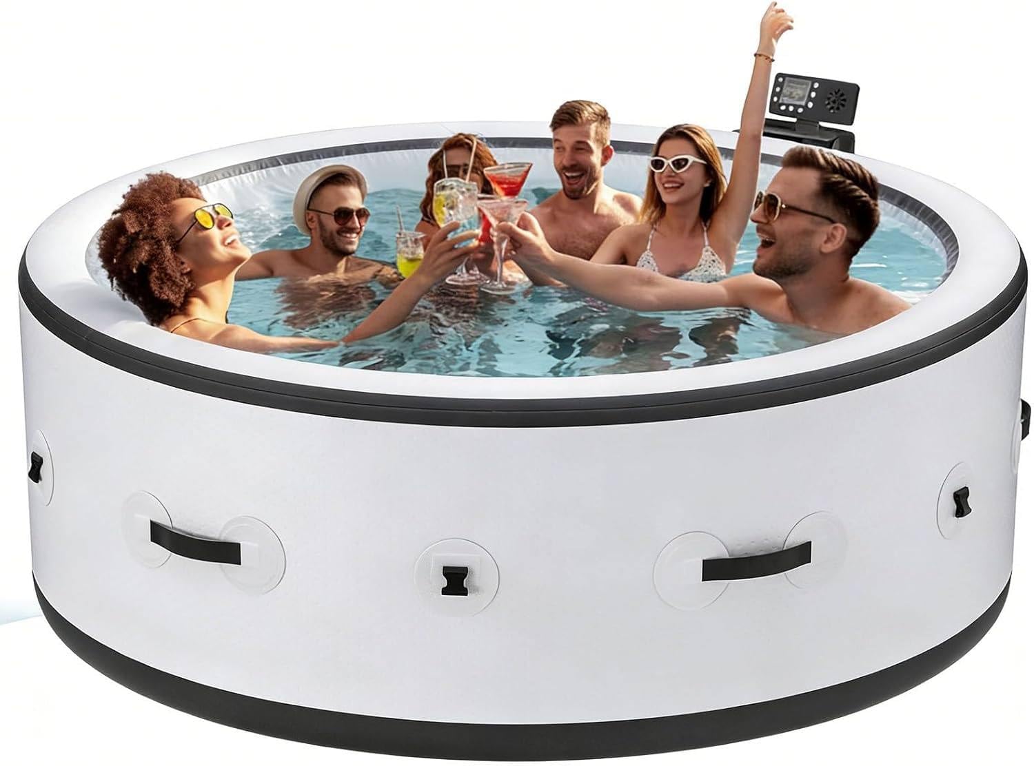 SPA Hinchable 4-6 Personas 81,1×27,9 Pulgadas Exterior para Reuniones Familiares, 150 Chorros Aire, Control Inteligente, 1 Tapa Y Cartuchos De Filtro