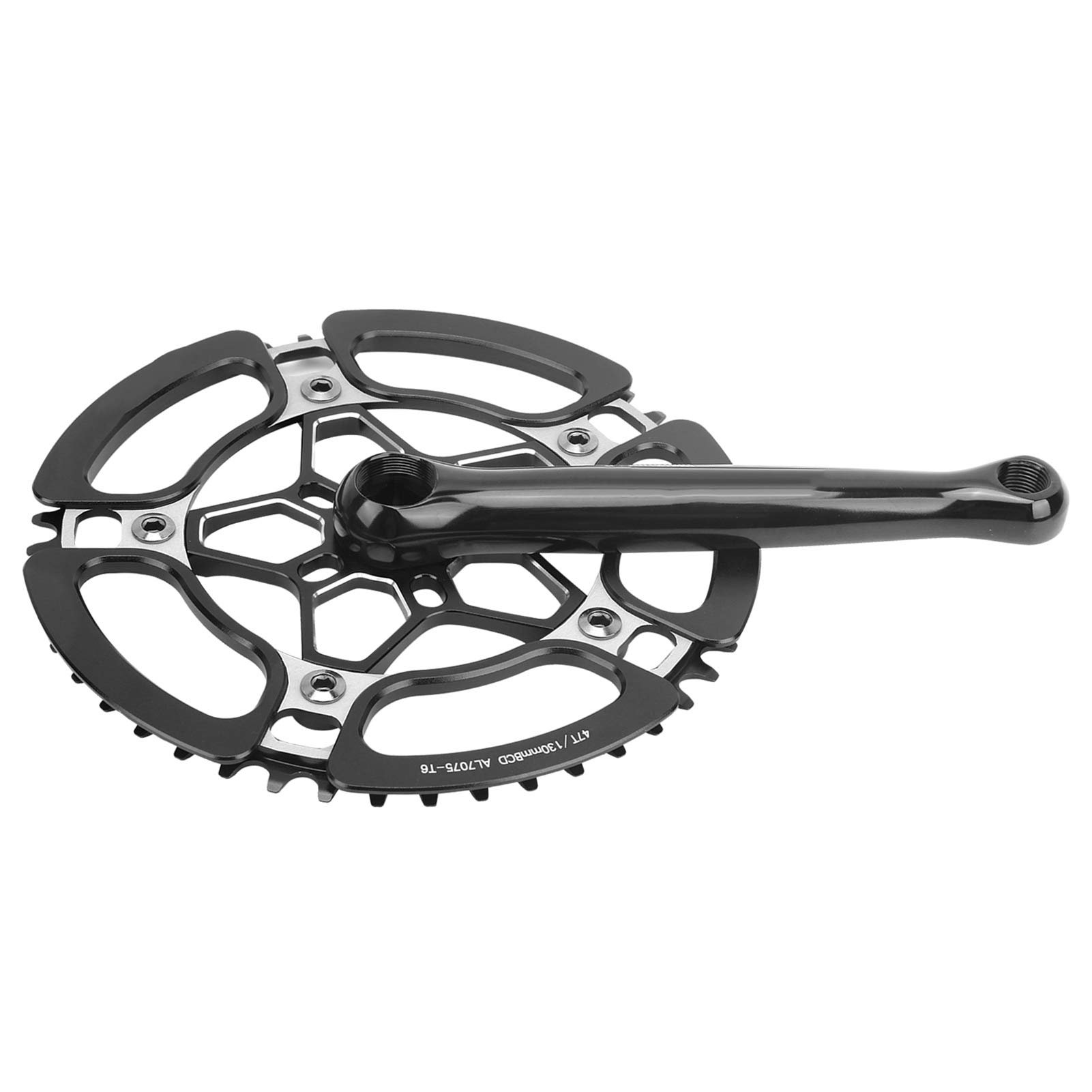 Mechanizm Korbowy Rowerowy, 45T Aluminiowa Korba Jednobiegowa Ramię Korby do Roweru Górskiego Zestaw Ramienia Korby Rowerowej do Roweru Górskiego(czarny)