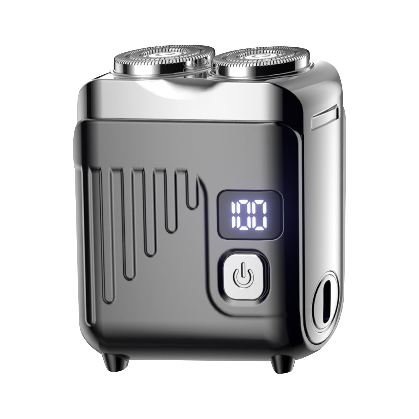 Dual Head Electric Shaver for Men, Mini Portable Rotary Shaver with Floating Heads, Razor for Travel, One-Button Operation (Black, Digital Display)