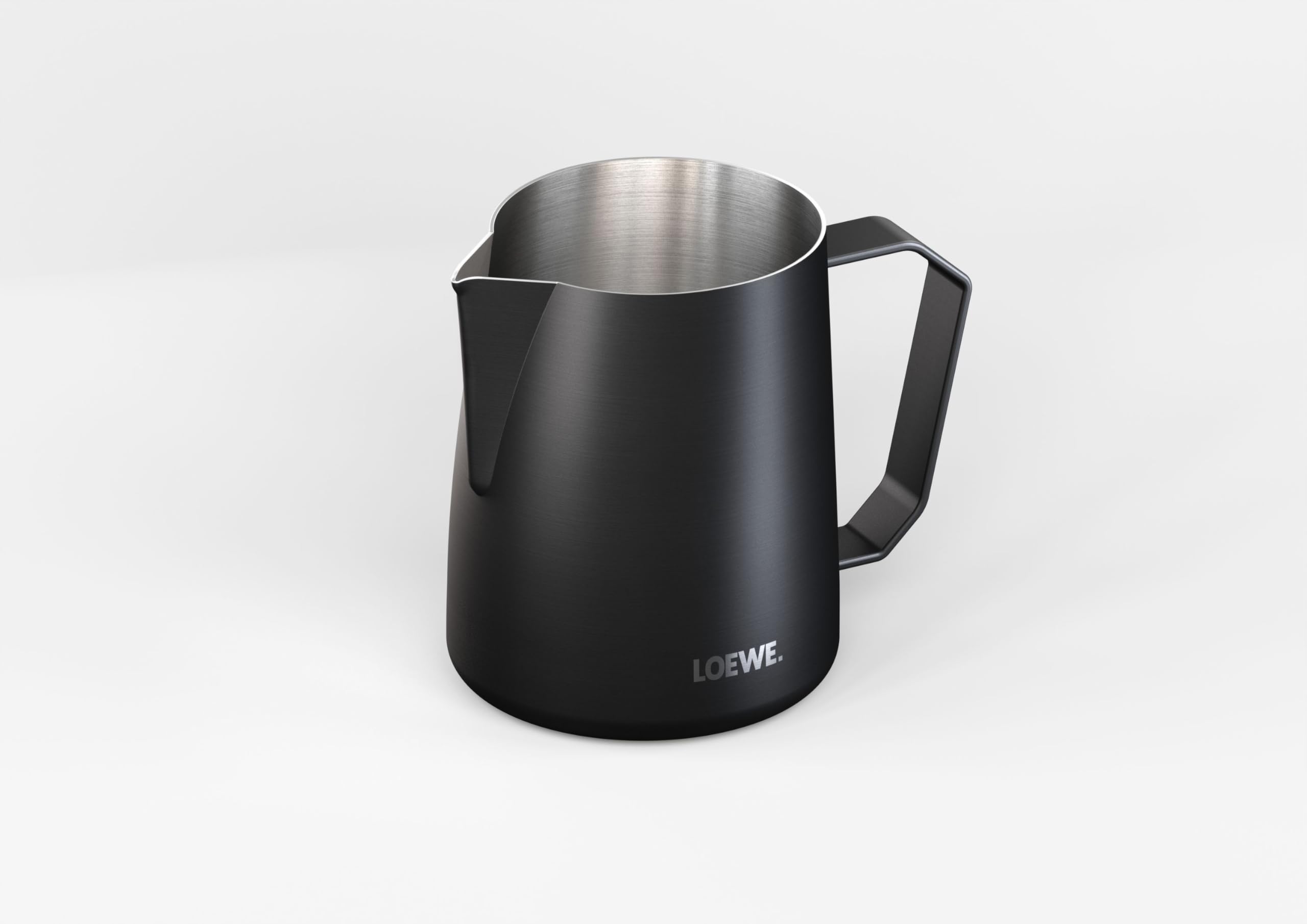 Loewe aura.pure milk jug 600 ml, Milchkännchen, Ergonomischer Griff, Milchschaum, Milchkanne, Grau, für Barista, Aufschäumer, Latte Art
