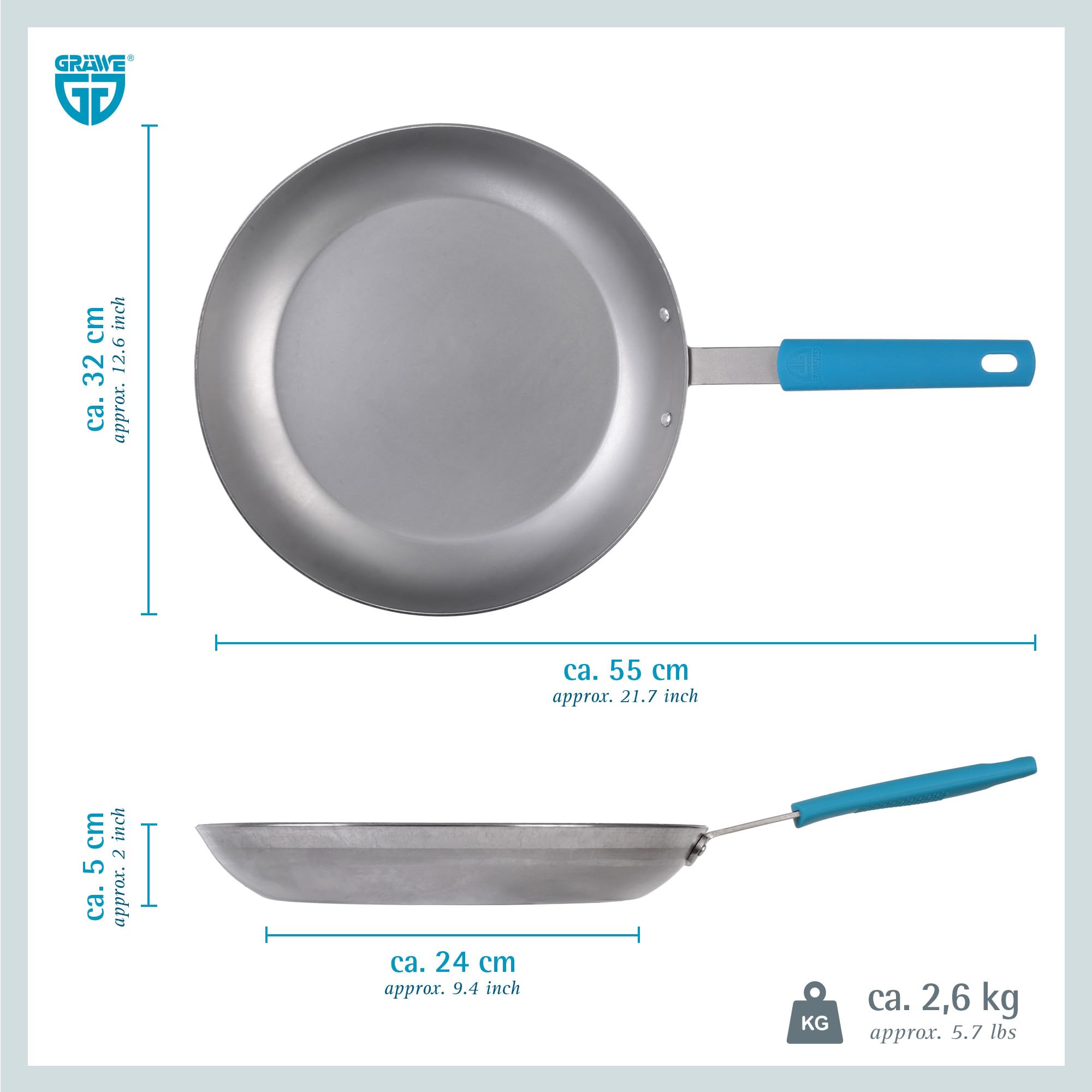 GRÄWE Wax Pro patelnia żelazna Ø 32 cm, zabezpieczona woskiem