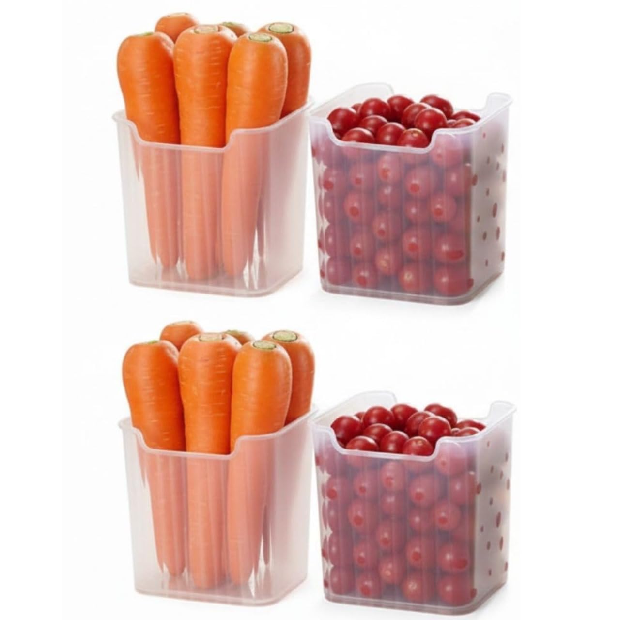 OBIXO 4 fridge storage boxes multipurpose containers for storage Space-saving Refrigerator Side Door Organizer for fridge kitchen Fruits, Vegetables Storage Containers- transparent (4 Piece)
