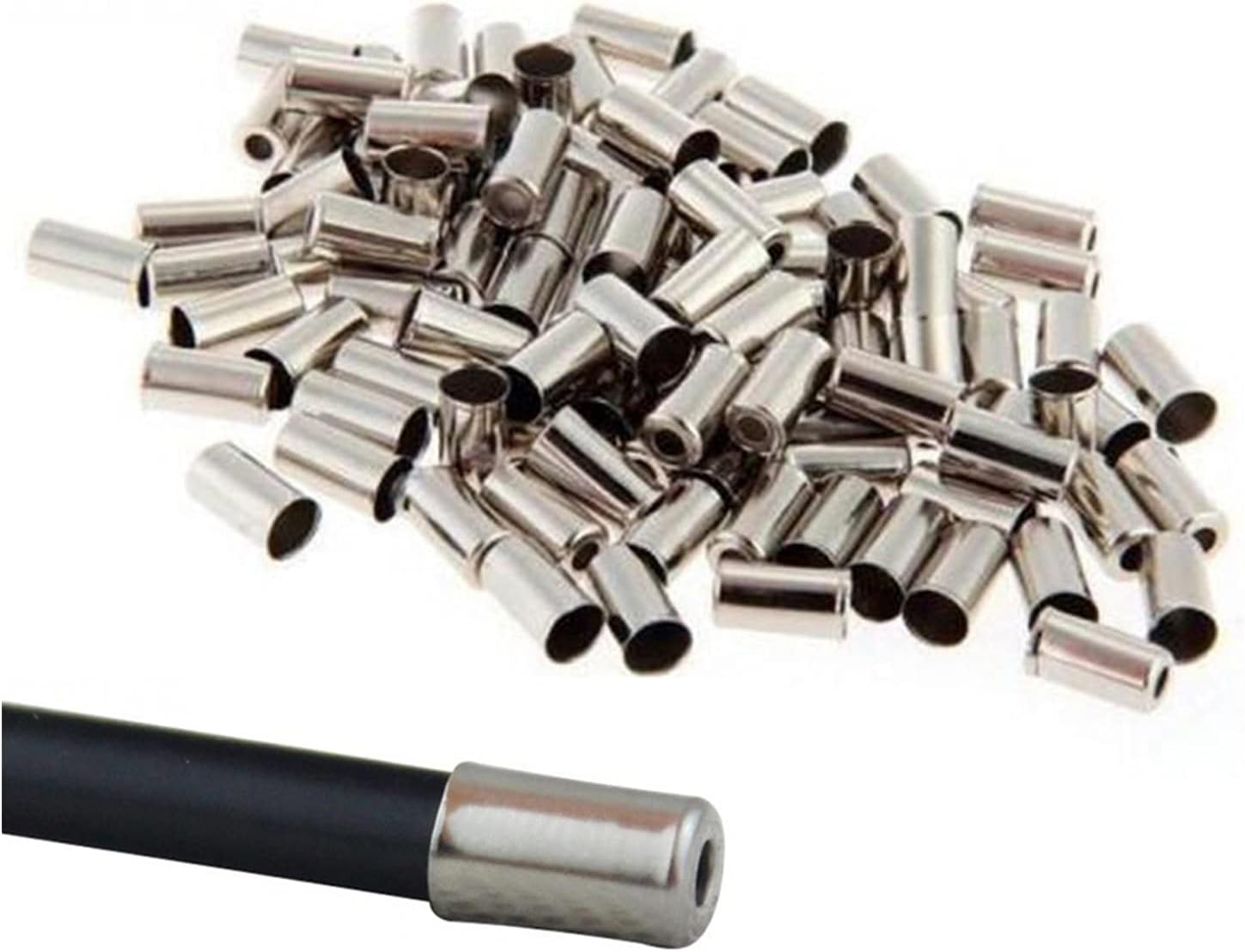 Bike Cable End Caps 100PC 5 * 10mm Silver Bicycle Mountain Riding Parts Shifter Cycling Accessories Cord Covers Brake Line for(50pcs)