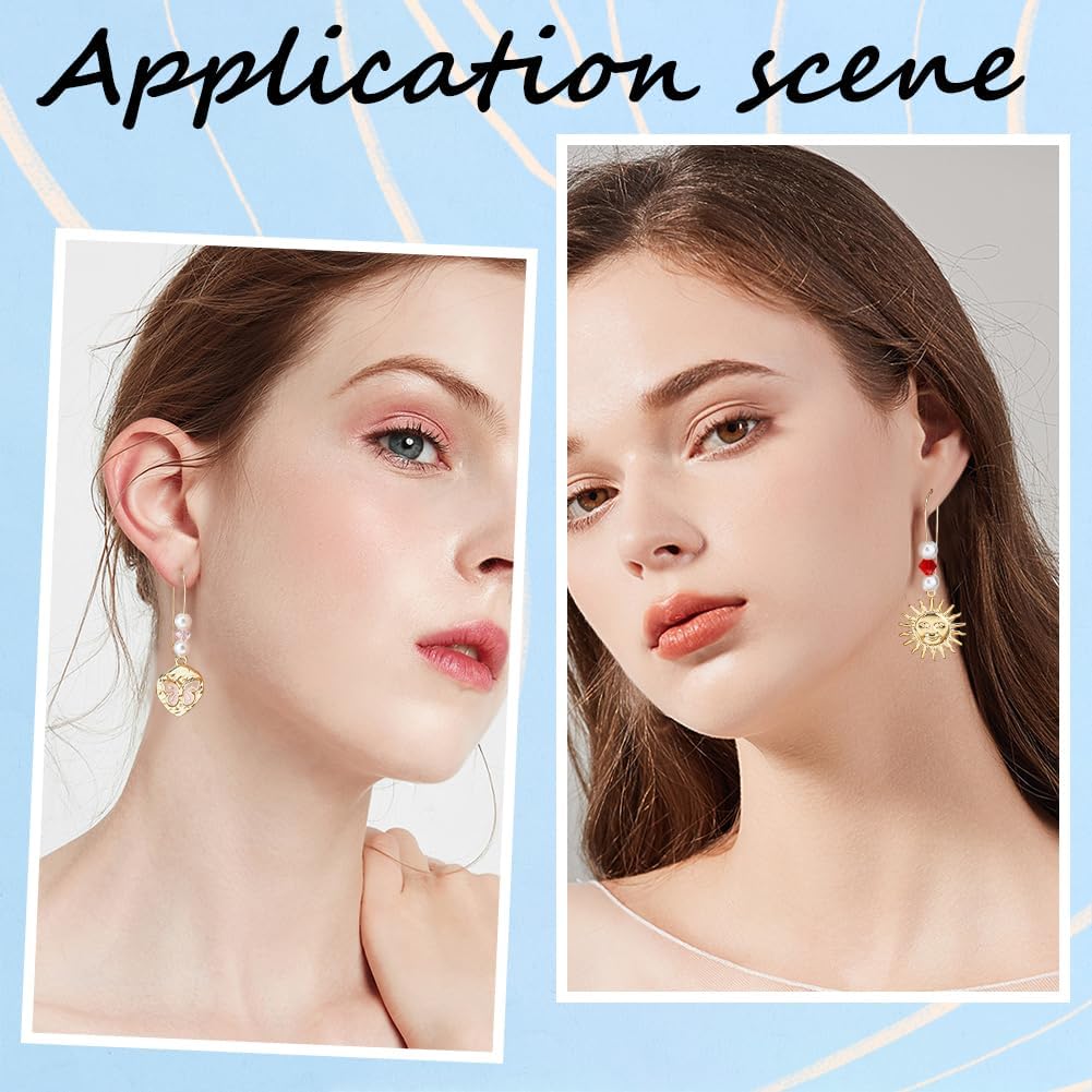 1 Box 120Pcs Gold Kidney Earring Hooks Stainless Steel Kidney Ear Wires Hooks Dangle U Shaped Teardrop Ear Wire with 33mm Long Hoop Kidney Ear Wires for Jewelry Making Supplies DIY Craft - Image 5