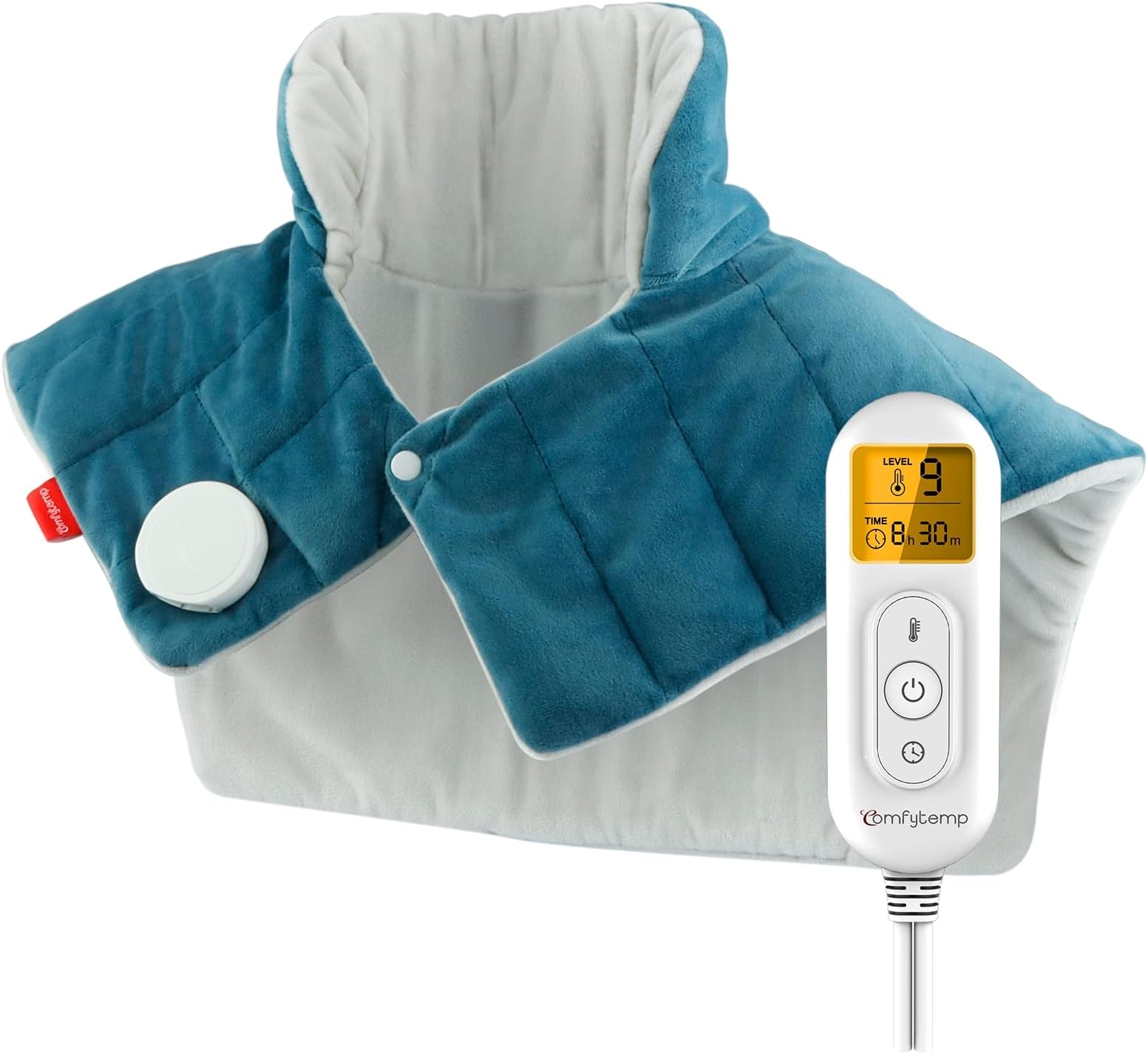 Comfytemp Fully Weighted Neck and Shoulders Heat Pad, 2.2lb Electric Neck Heating Pad with 9 Heating Levels, 11 Auto-Off Timers, Heated Neck Wrap for Muscle, Neck and Shoulder Warmer