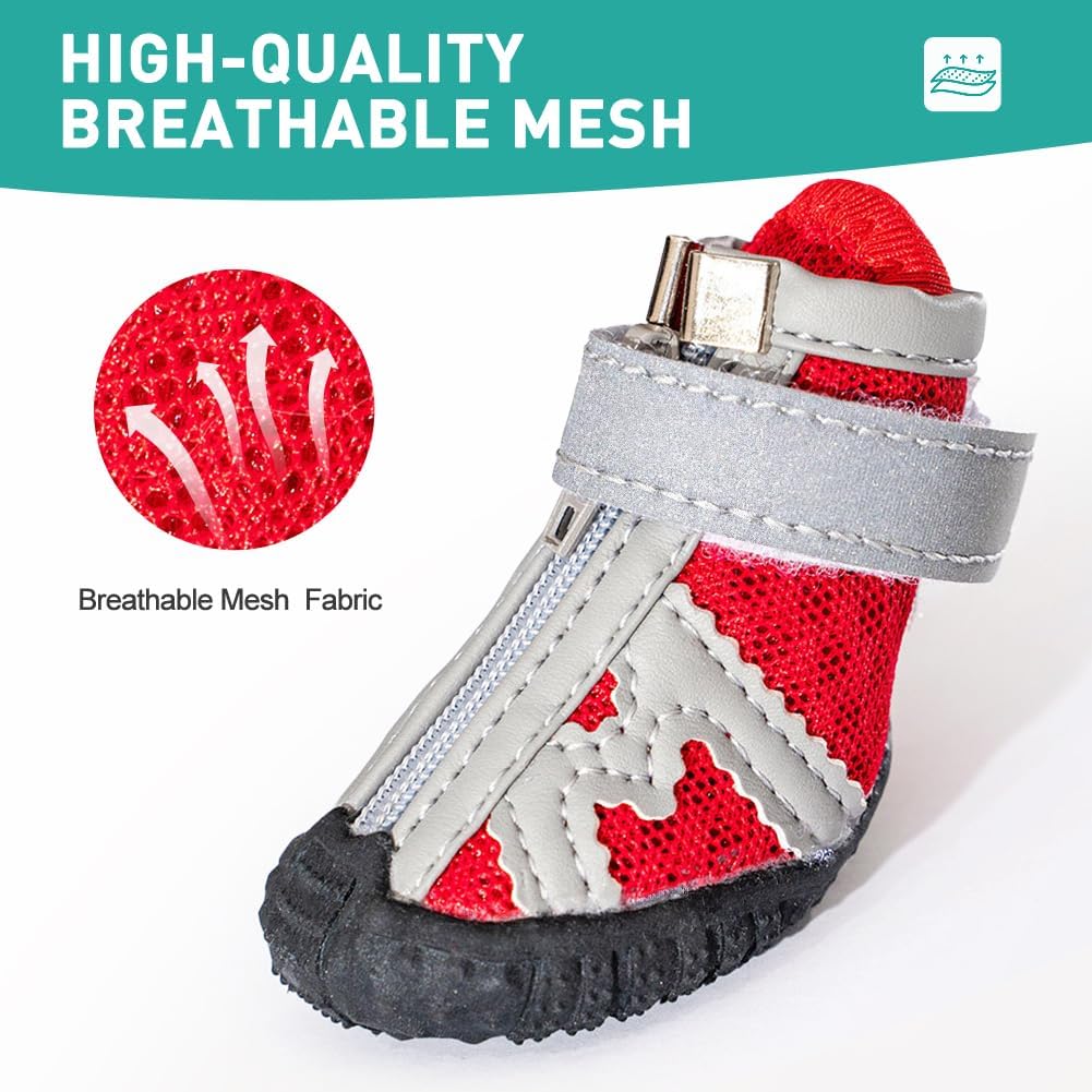 ドッグシューズ 小型 中型犬用 犬用ブーツ 足プロテクター 暑い舗装や冬の雪用 滑り止めゴム製 犬用ブーティ 屋外 散歩 屋内 ハー