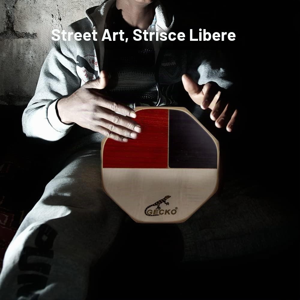 GECKO Cajon, Tamburo portatile con borsa portaoggetti, strumento a percussione originale, bong e rullante, garanzia di 2 anni (nuovo modello)