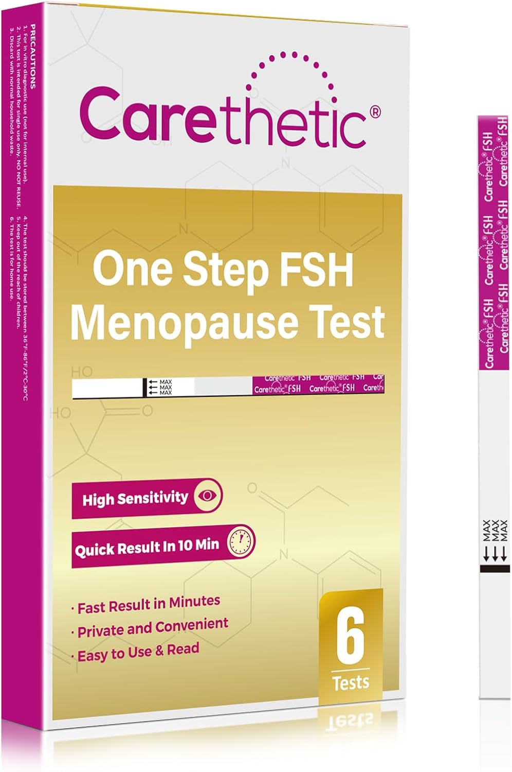 Carethetic FSH Test Strips - 6 Pack Easy Home Test Kit for Menopause - Detect Menopause and Monitor Hormone Levels