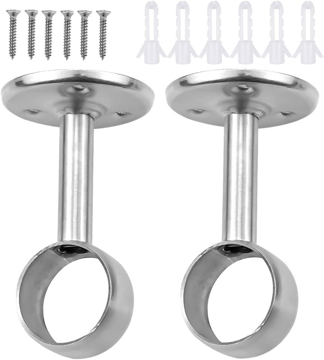 INCREWAY Support De Tringle à Rideau, 2 Pièces, Gris, Robuste, Réglable, Double Support De Tringle à Rideau