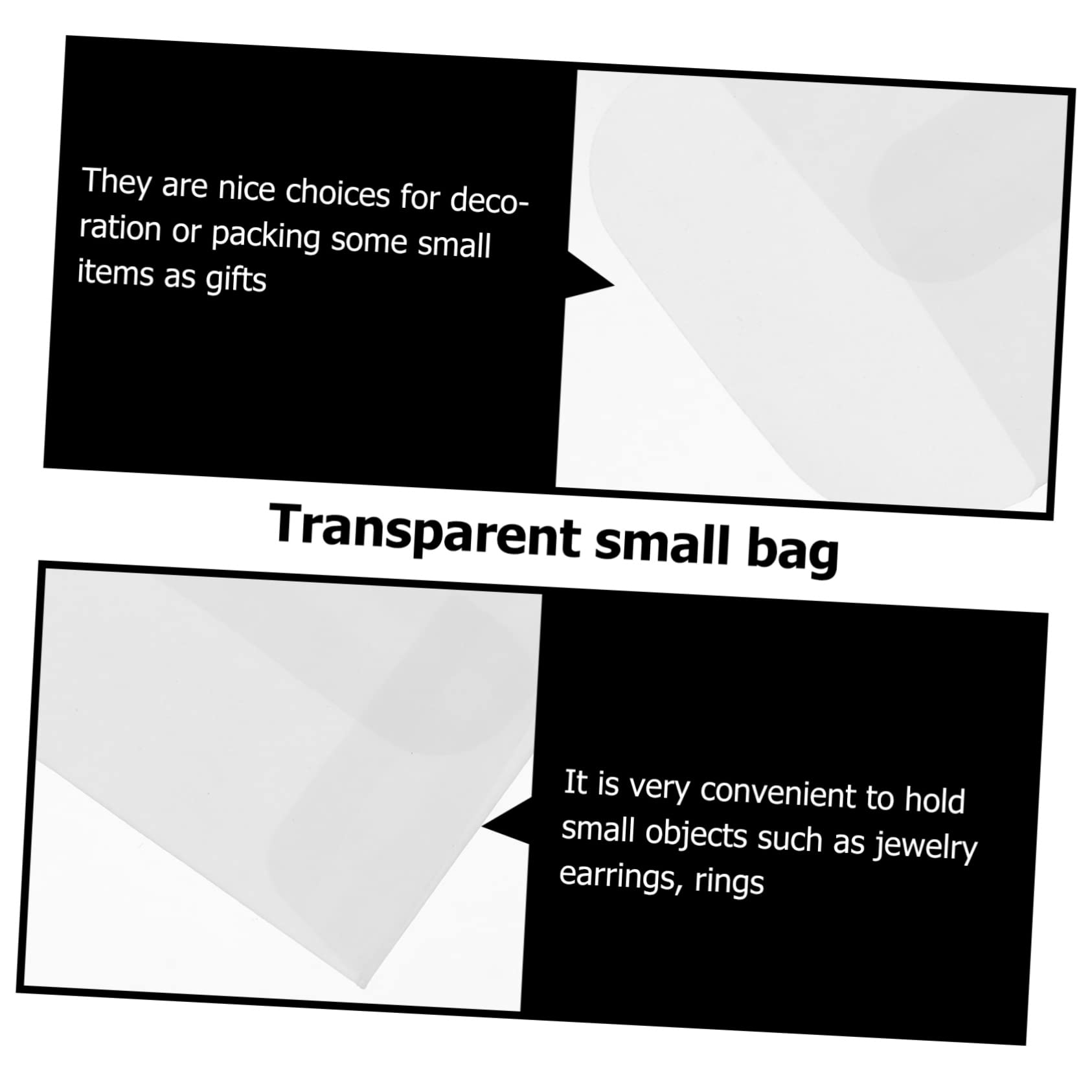 TEHAUX Mini Enveloppes Transparentes 3x5 cm 50 Pièces Pochettes Pour Bijoux Étiquettes Cartes De Visite