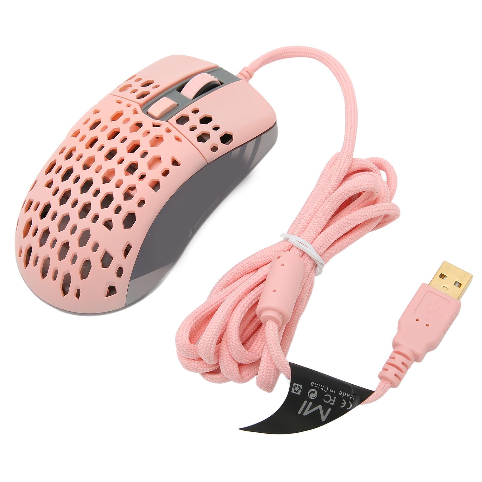 Aramox Souris Gamer, 8 DPI Réglables Coque Légère en Nid d'abeille (Pink)