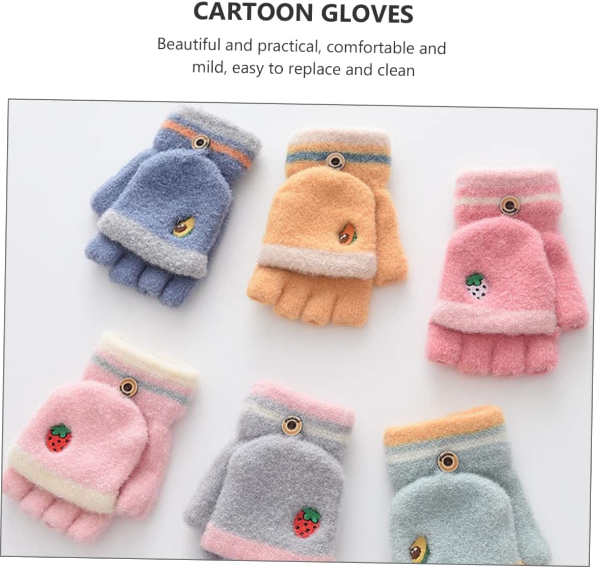 BESTYASH 1pair Boy Girl's Cartoon -cover Gloves Embroidered Design for Boys Girls Soft Material Warm Supplies for Outdoor Activities Random Styles