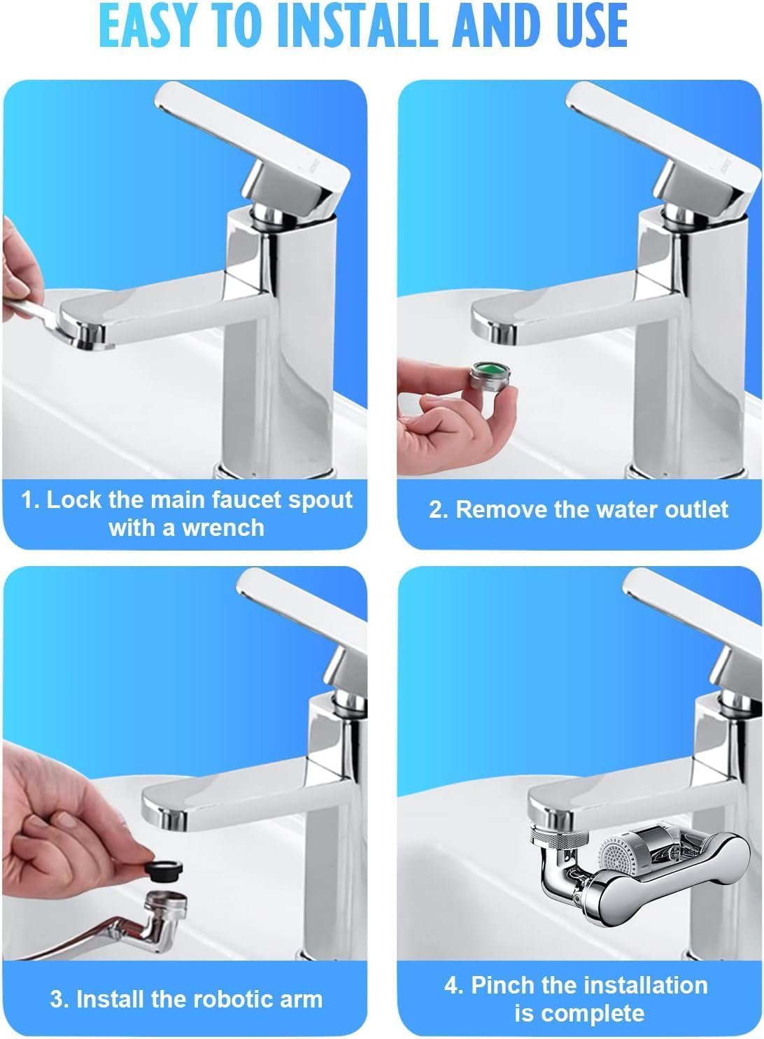 Orbica 1080° Rotating Faucet Aerator Universal Splash Filter 1080 Degree Big Angle Swivel Faucet Extender Aerator Kitchen Tap Extend Bathroom Sink Gargle Face Wash Faucets Bubbler (1 Pcs) 2