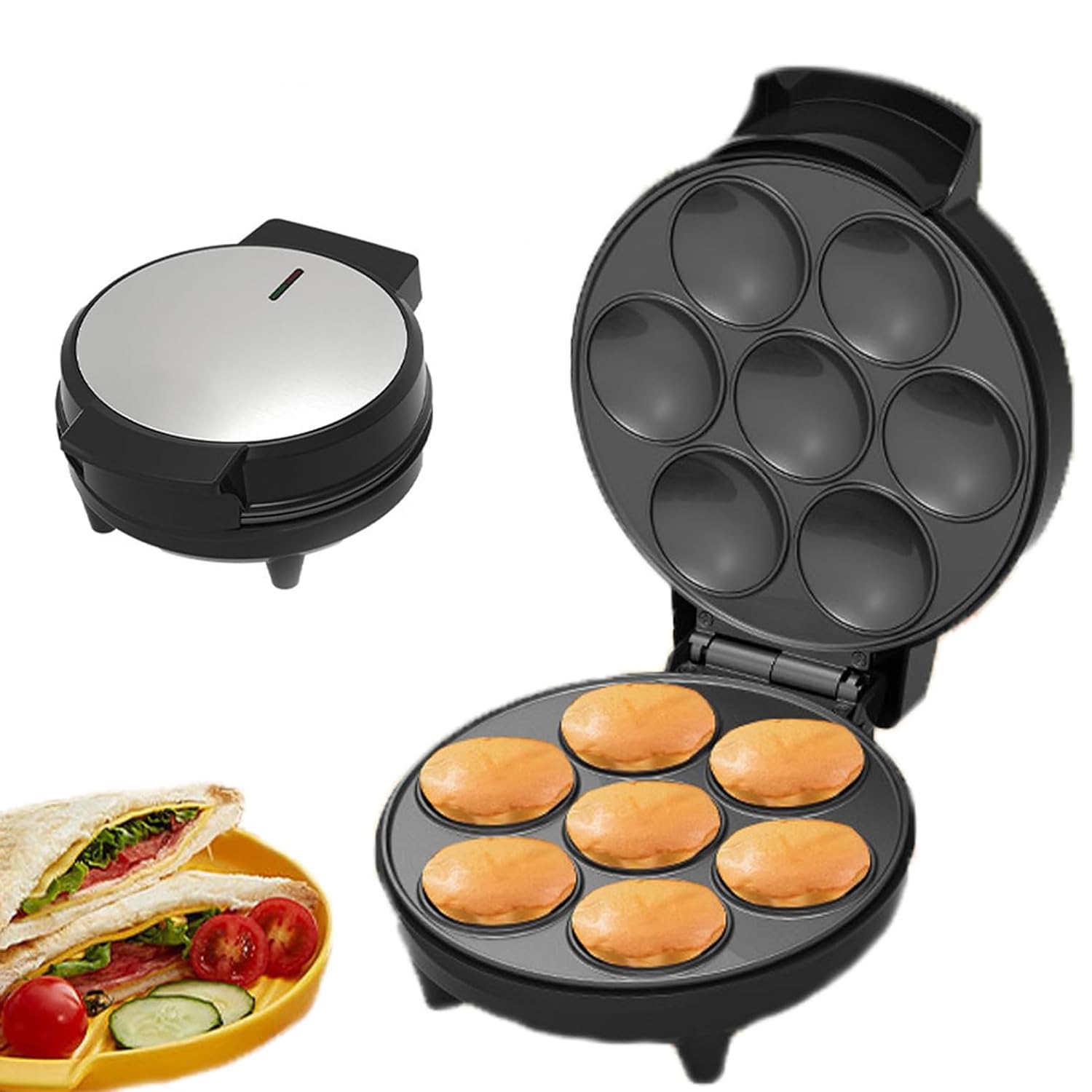 Electric Cupcake Maker 1000W Non-Stick Double-Sided Heating for 7 Cupcakes Easy Operation Ideal for Birthdays Baking Snacks Desserts