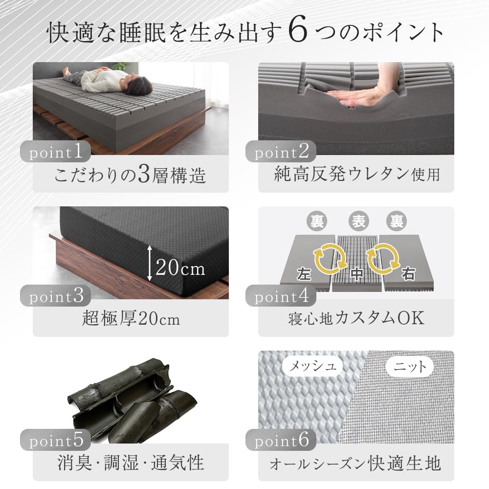 Amazon｜タンスのゲン マットレス シングル 「純」高反発(R