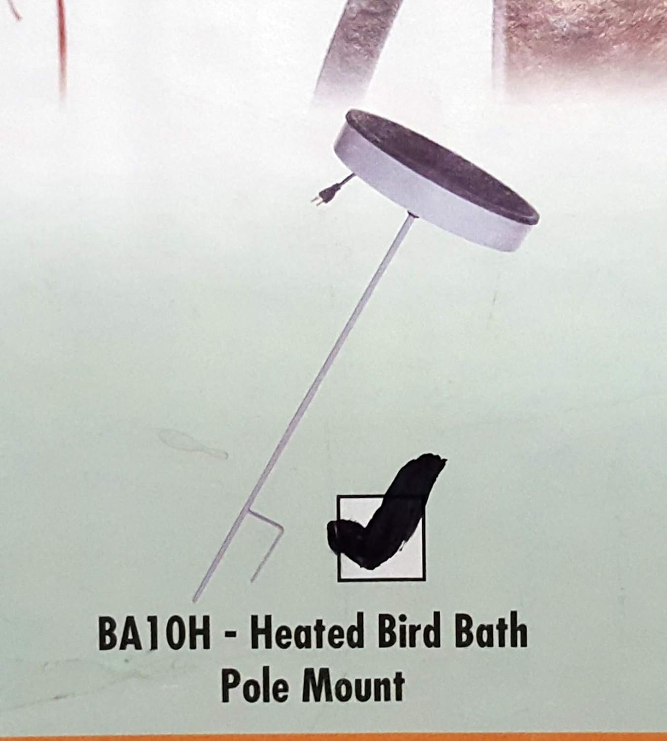 Erva BA10H Heated Bird Bath Pole Mount; Gray & Black