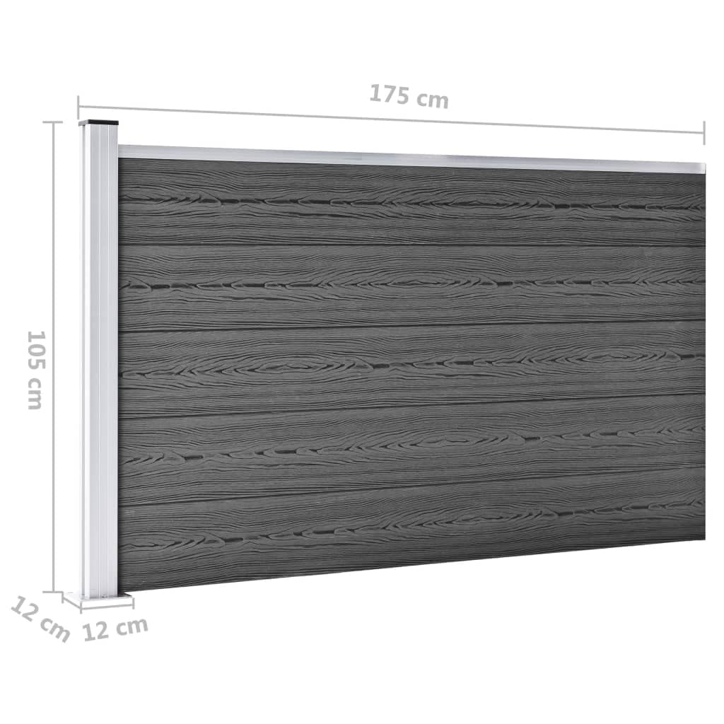 vidaXL Zaunelement Set WPC 872x105 cm Schwarz