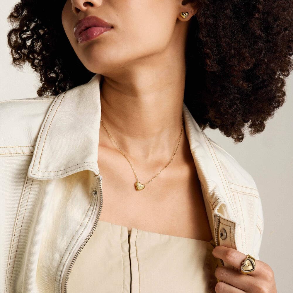 Fossil Damen goldfarbenes Edelstahlcollier mit herzförmigem Anhänger mit Karabinerverschluss – Bild 2