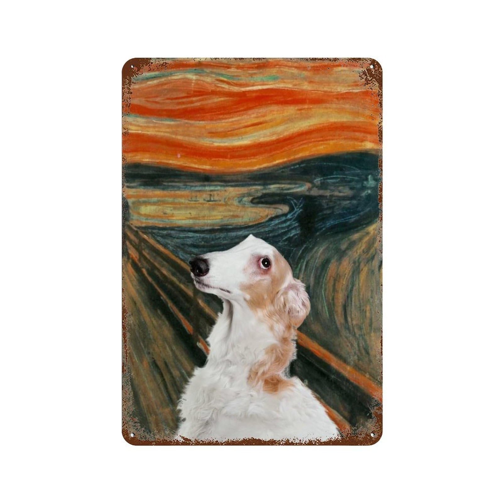 The Scream Borzoi Rust Effect Tin Sign 11.8"x7.9", Vintage Wall Decor for Garage, Pub Or Kitchen