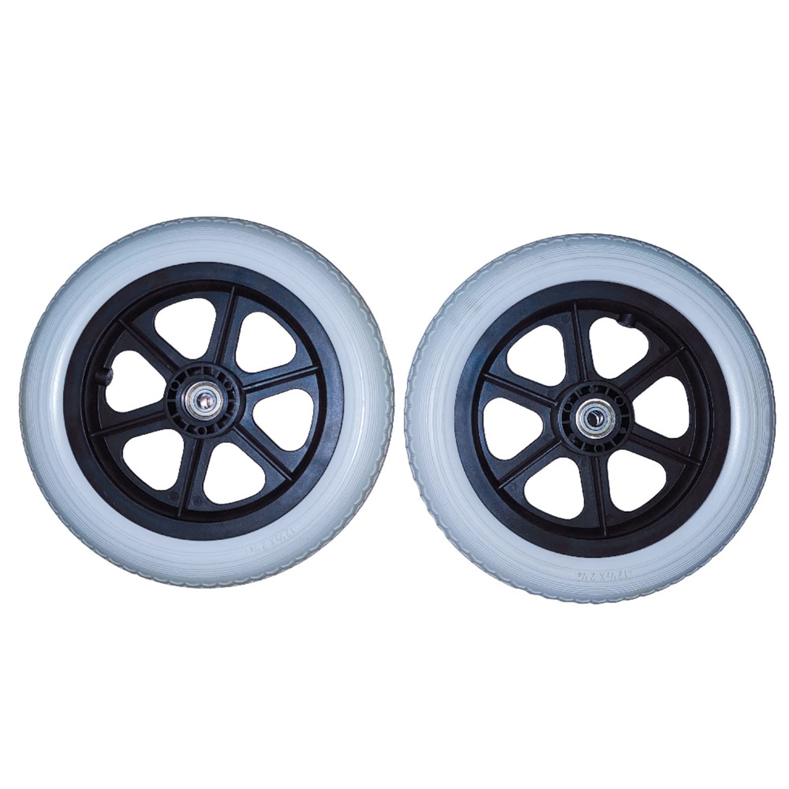 Rueda Universal para Silla de Ruedas de 29,5cm, Rueda de Repuesto para Silla de Ruedas Manual, Accesorios Sólidos para Sillas de Ruedas de PU, 12 1/2 X2 1/4, Rodamiento: 12 mm, 2 Piezas