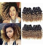 Curly Bundles Human Hair Kinky Curly Human Hair Ombre Brazilian Virgin HairBundles Short Curly 4 ...