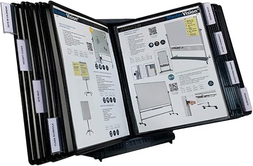 Ultimate Office AdjustaView - Organizador de referencia de escritorio de 20 bolsillos con bolsillos de fácil carga y base compacta con peso para
