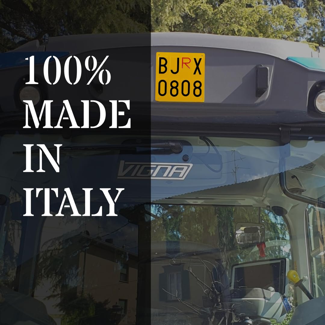 StickerLab - Targa Ripetitrice Agricola in Alluminio, Made in Italy - Targhe Agricole di Dimensione Originale, Numeri e Caratteri Omologati, Protezione Stampa UV - Targa per Trattori e Mezzi Agricoli