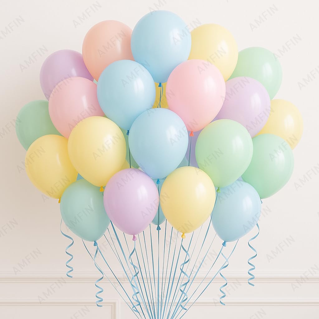 AMFIN (Pack of 50) Pastel Birthday Decoration Item Balloons - Multicolour
