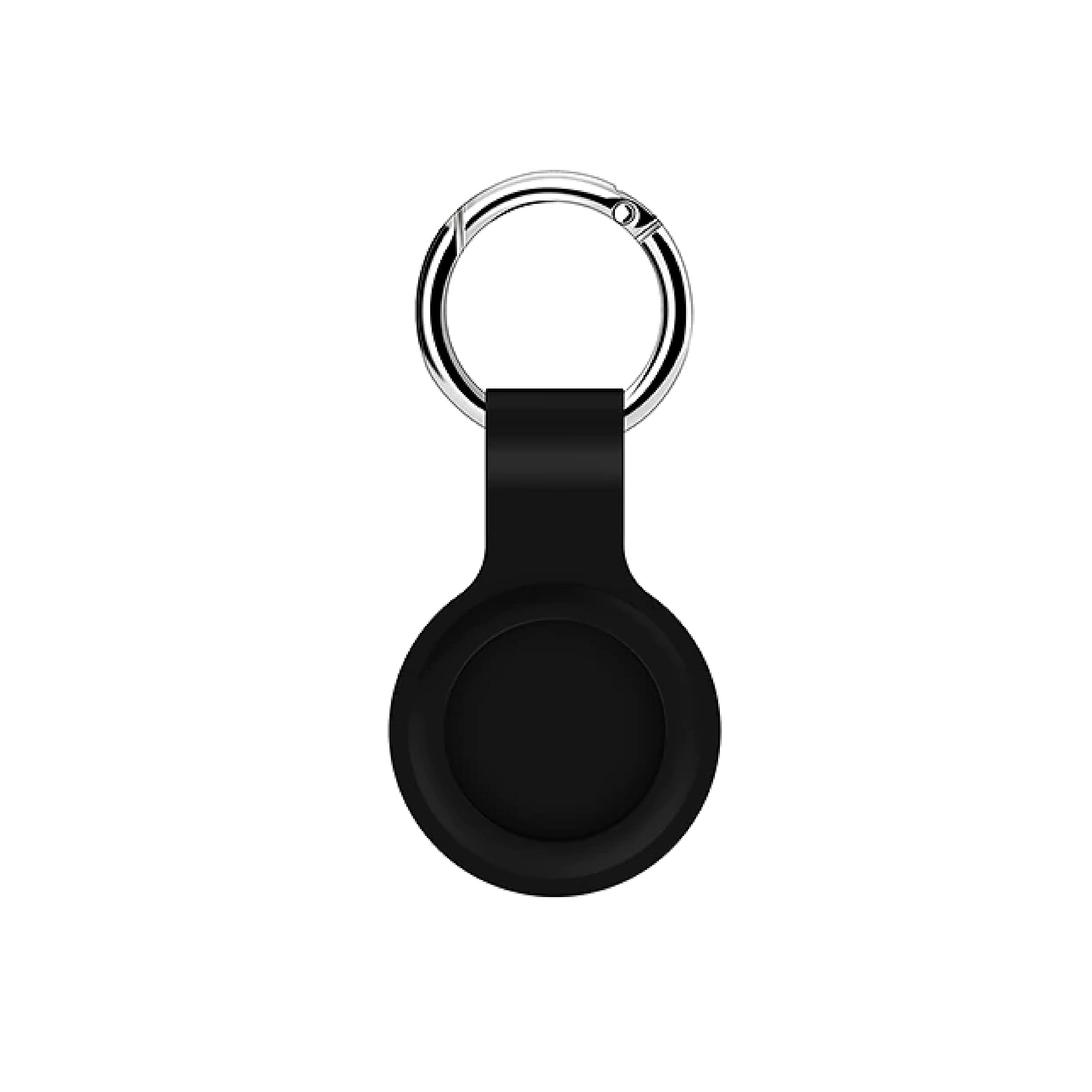 Silicone Protective Case for AirTag Finder with Keychain | Anti-Scratch protective | Secure holder for Keys, Pets Luggage, Backpacks. (Black)