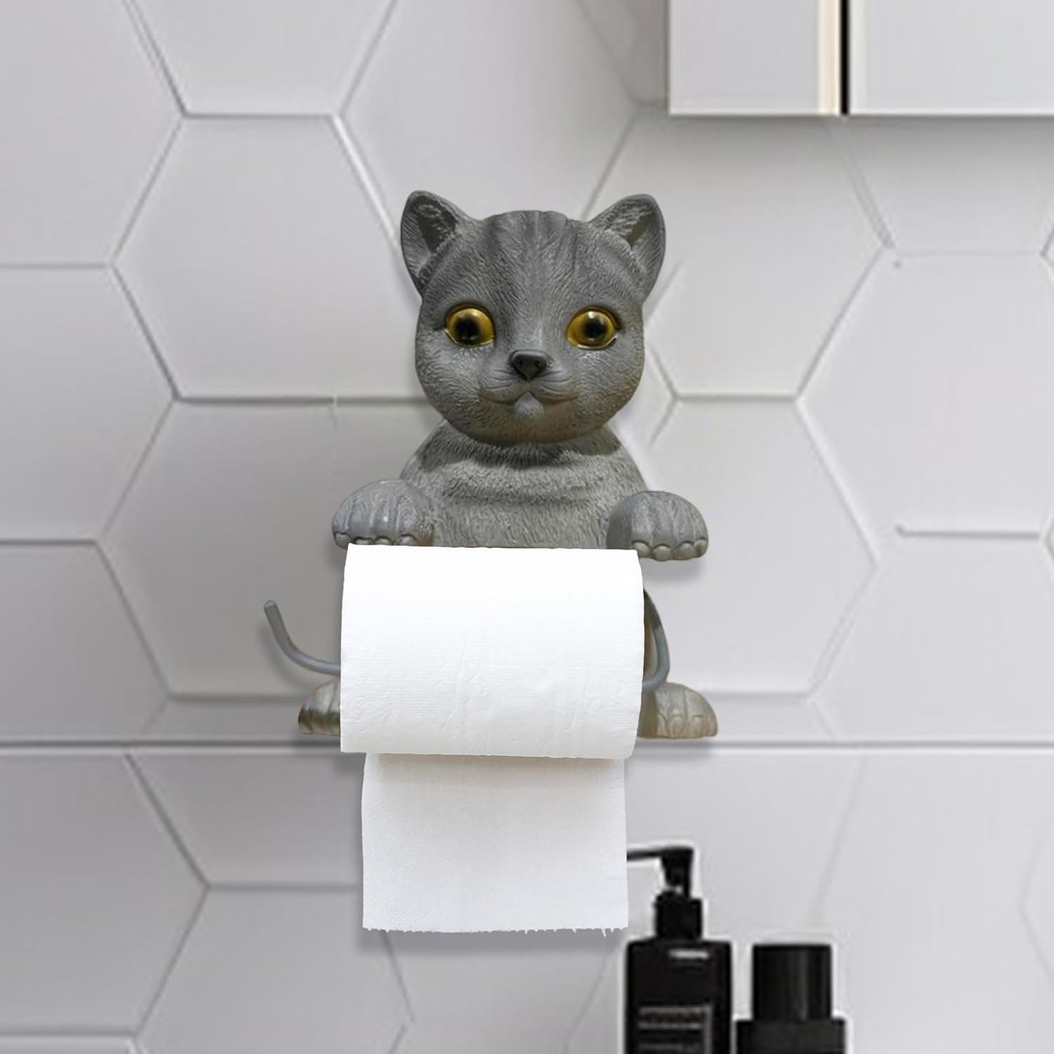 Toilet Paper Holder,Cat Toilet Paper Stand | Wall Mounted Roll Rack, Cute Dispenser - for Kitchen Restroom Dorm Home Organization