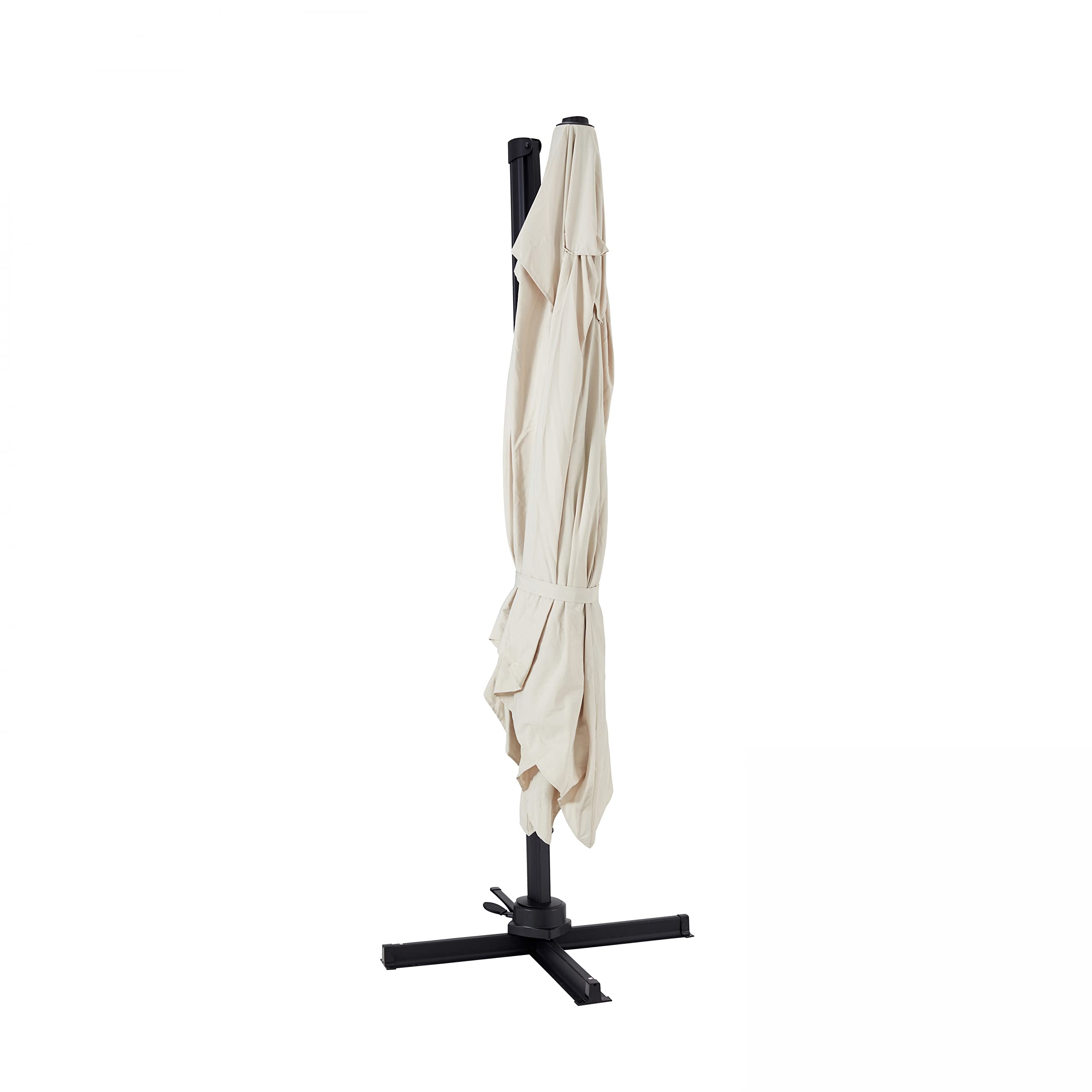 Oviala Parasol déporté inclinable et Rotatif 3 x 3m en Aluminium écru