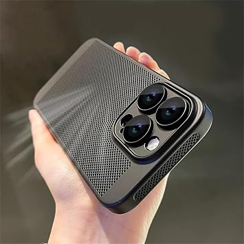スリムフィット iPhone 13 mini ケース、プレミアム放熱性、通気性 冷却 PC 背面スマホケース レンズ保護付き iPhone 13 mini 5.4インチ2021用、ブラック