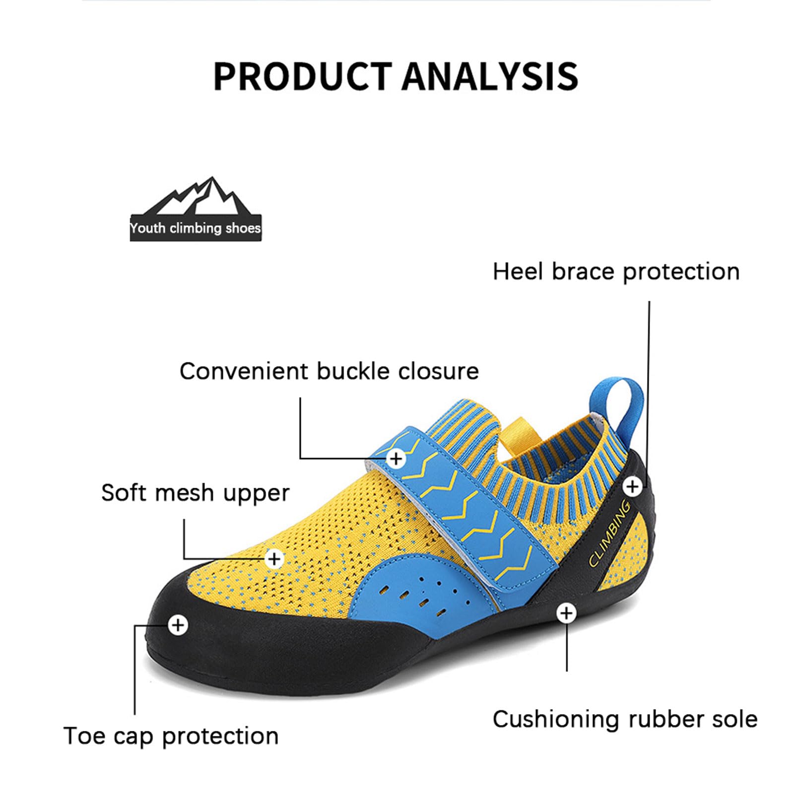 Boulderschuhe für Damen und Herren Leicht Atmungsaktiv Indoor-Kletterschuhe rutschfeste Freizeit Training Sportschuhe für Einsteiger Jugendliche und Kinder Größe 30-45