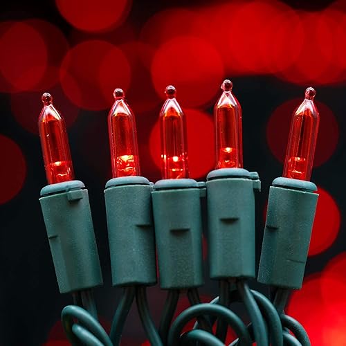 Miniatura 4 de YULETIME Luces LED rojas de Navidad, 200 unidades, 50 pies, paquete de 2 hebras de 25 pies, 100 luces con certificación UL (rojo)