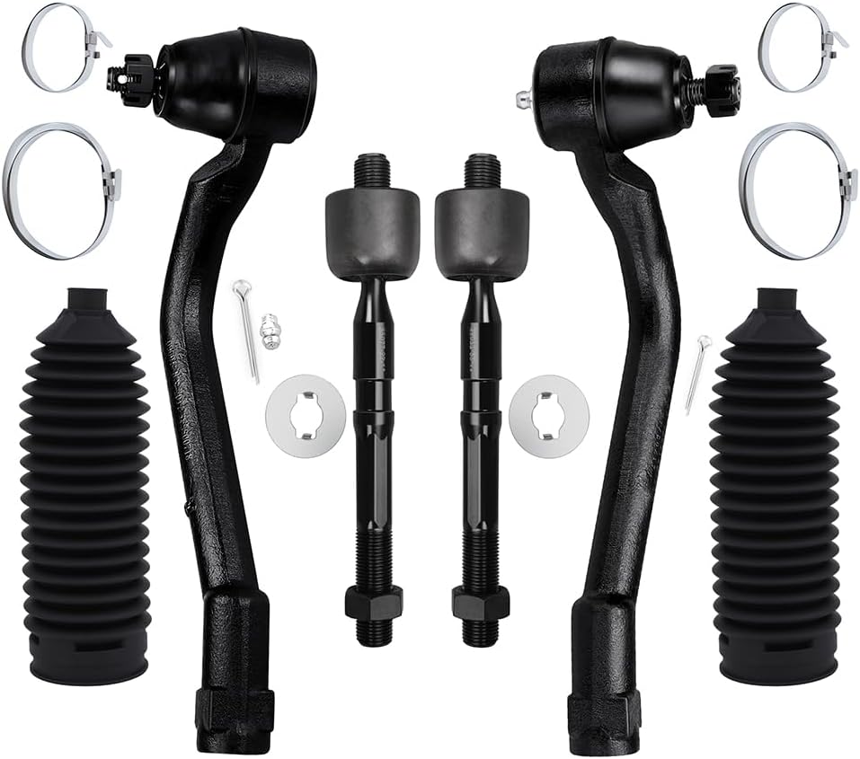 Front Inner Outer Tie Rod End w/Steering Boot fit 2012-2017 for Hyundai Azera for Hyundai Sonata for Kia Cadenza for Kia Optima, Front Suspension Kit - 6pc Set