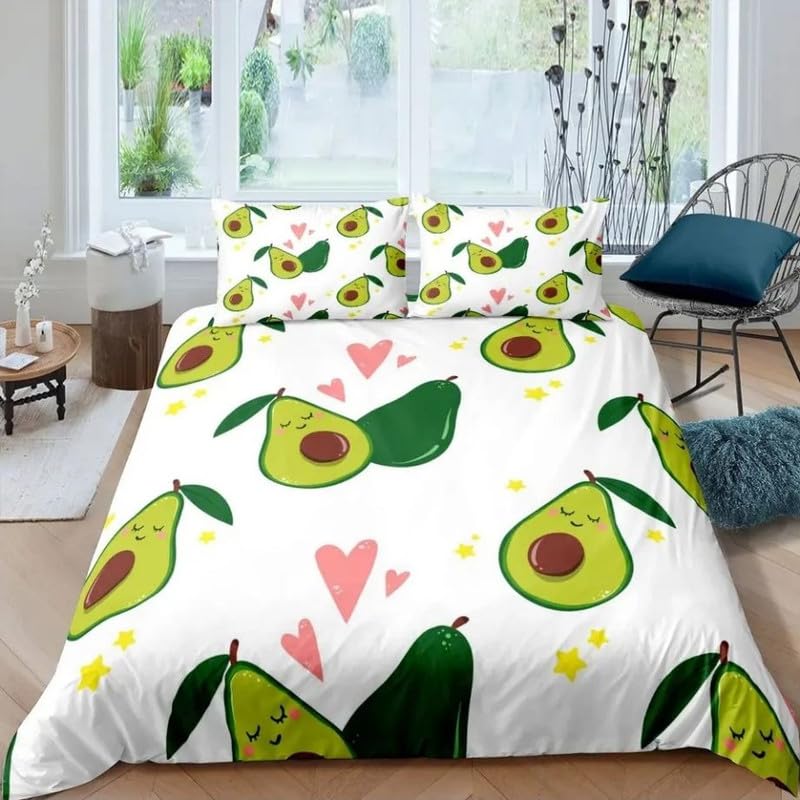 Parure de lit 140x200 avocat en microfibre 110g/m² anti-froissage