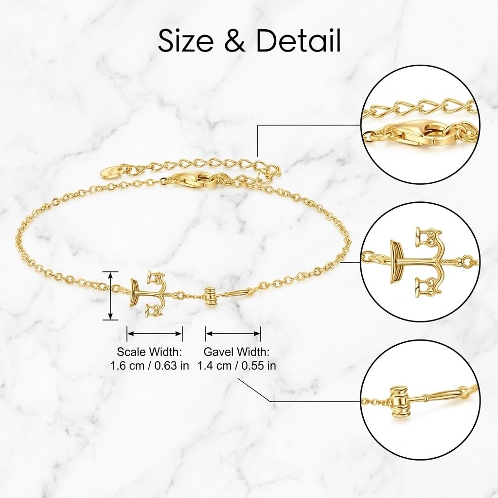 DAYLINLOVE Anwalt Geschenke Armband 925er Sterling Silber Waage der Gerechtigkeit Armbänder Rechtsanwalt Abschluss Schmuck Geschenke für Damen Frauen Mädchen Jurastudenten Rechtsanwalt Richter